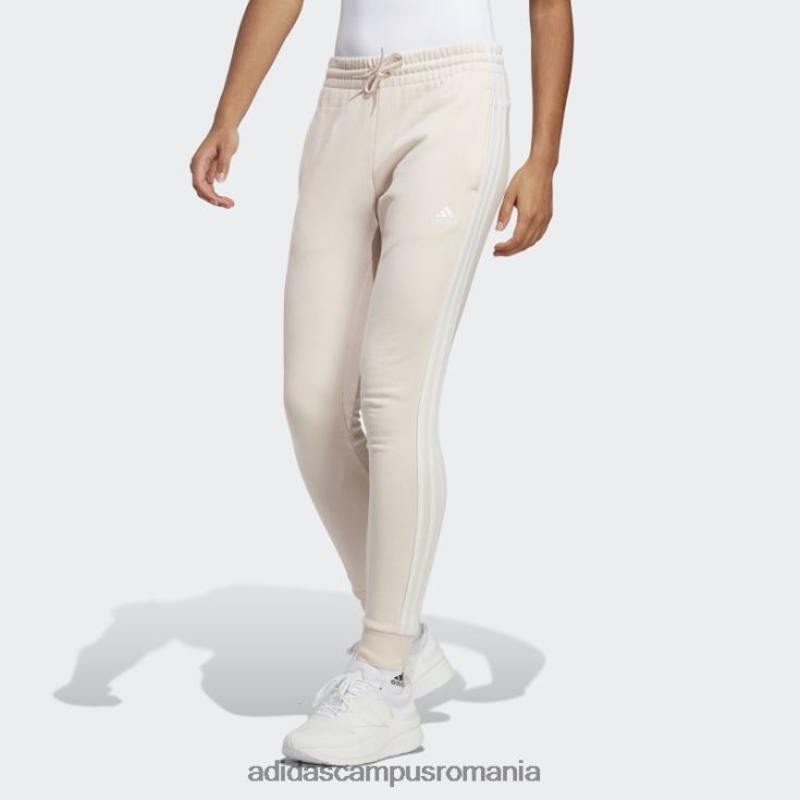 adidas campus romania esențiale pantaloni cu manșetă din frișcă cu 3 dungi cuarț femei cuarț/alb J266N29032