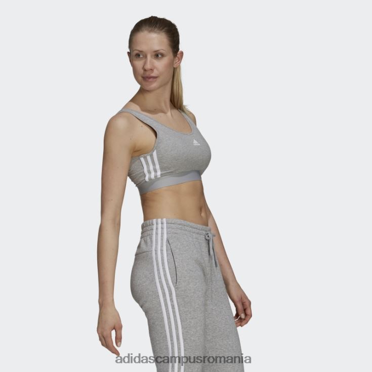 adidas campus romania esentiale crop top cu 3 dungi alb moda femei gri mediu/alb J266N210375
