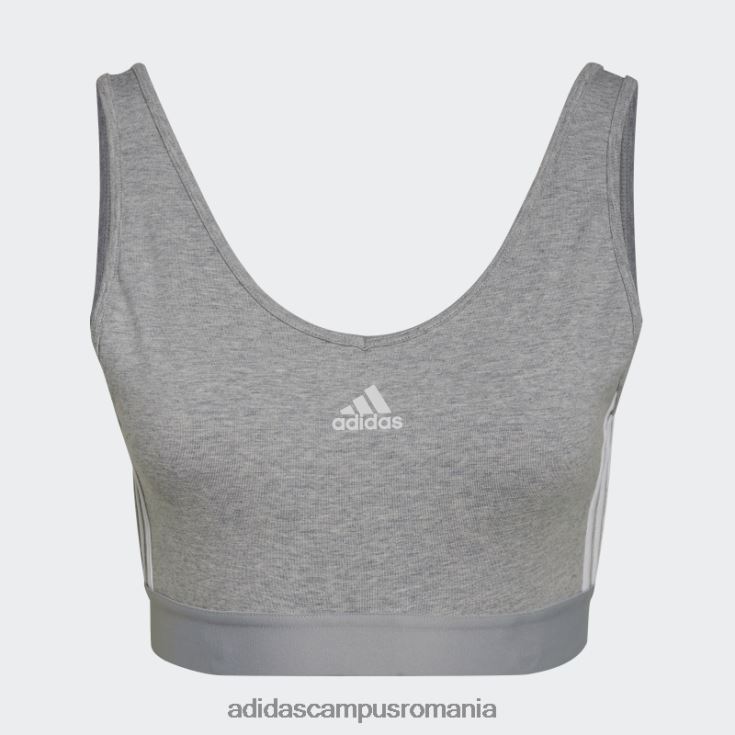 adidas campus romania esentiale crop top cu 3 dungi alb moda femei gri mediu/alb J266N210375