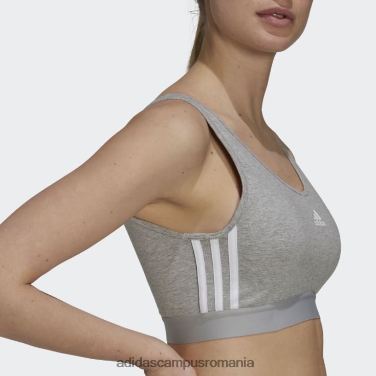 adidas campus romania esentiale crop top cu 3 dungi alb moda femei gri mediu/alb J266N210375