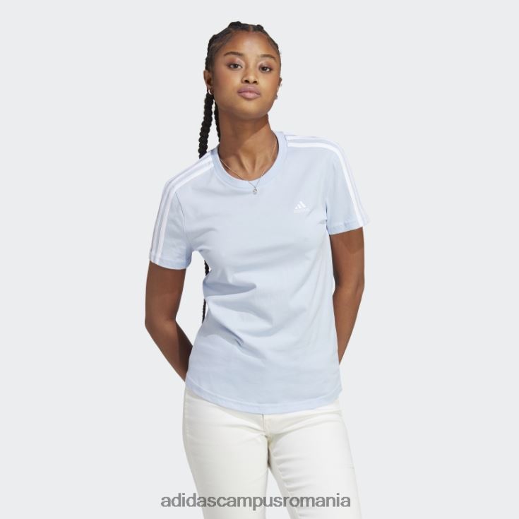 adidas campus romania essentials tricou slim cu 3 dungi albastru zori femei albastru zori/alb J266N217426