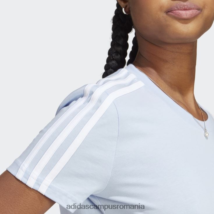 adidas campus romania essentials tricou slim cu 3 dungi albastru zori femei albastru zori/alb J266N217426