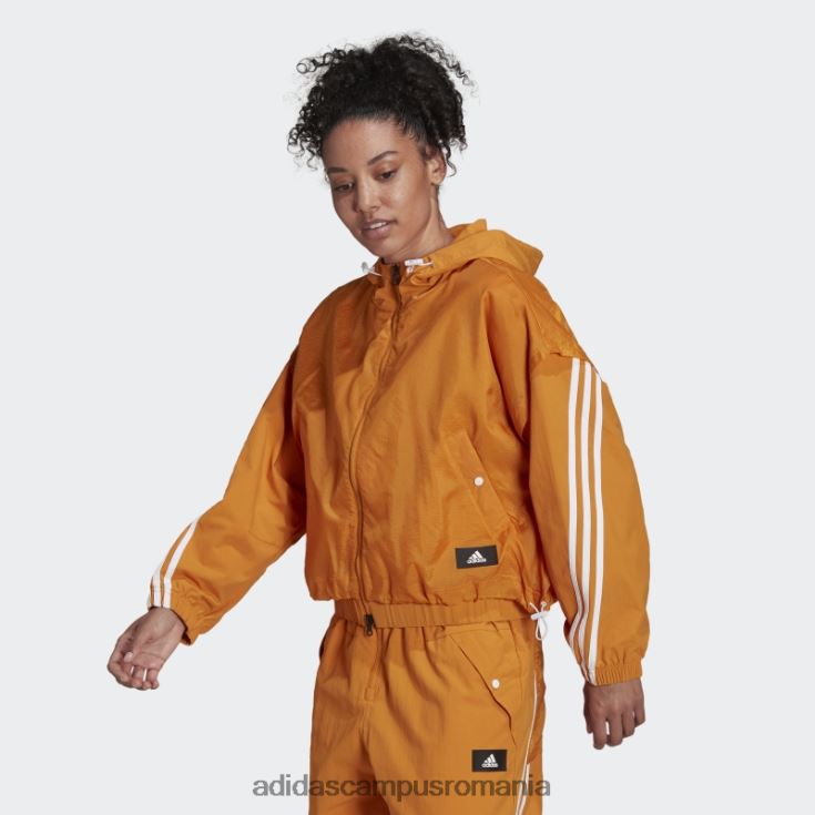 adidas campus romania focus portocaliu îmbrăcăminte sport fierbinte icoane viitoare 3 dungi țesute top cu glugă femei focus portocaliu J266N23754