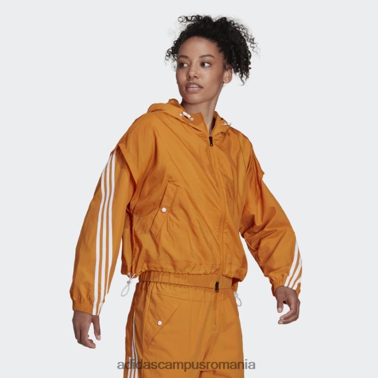adidas campus romania focus portocaliu îmbrăcăminte sport fierbinte icoane viitoare 3 dungi țesute top cu glugă femei focus portocaliu J266N23754