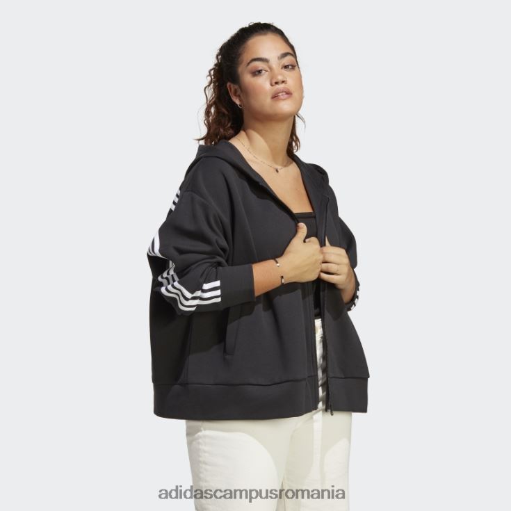 adidas campus romania future icons Hanorac cu fermoar complet cu 3 dungi (plus mărime) negru femei negru J266N22461