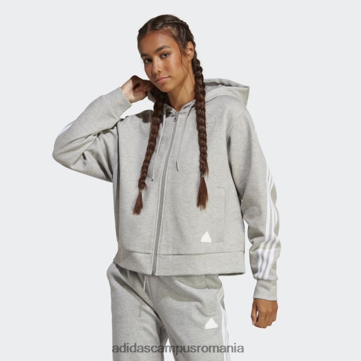 adidas campus romania future icons hanorac cu fermoar complet cu 3 dungi gri mediu adidas femei gri mediu J266N22358
