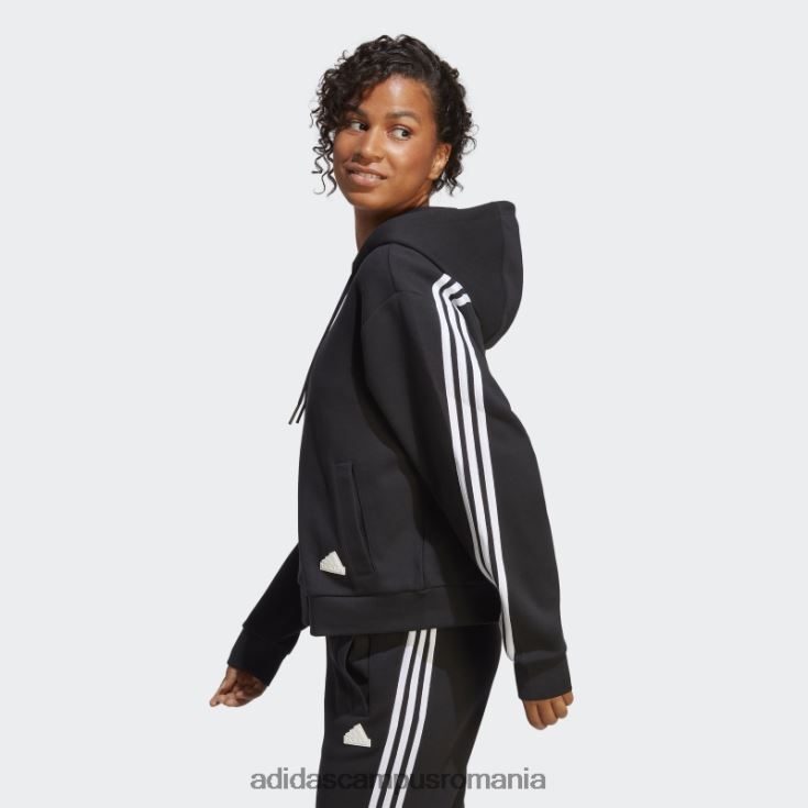 adidas campus romania future icons hanorac negru cu fermoar complet, cu 3 dungi adidas femei negru J266N22406