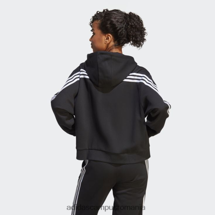 adidas campus romania future icons hanorac negru cu fermoar complet, cu 3 dungi adidas femei negru J266N22406