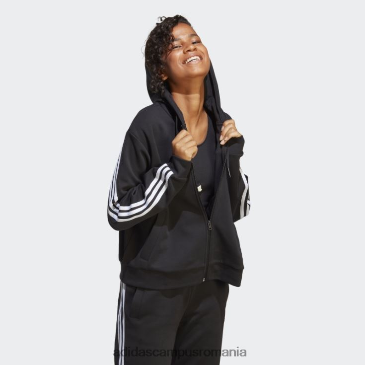 adidas campus romania future icons hanorac negru cu fermoar complet, cu 3 dungi adidas femei negru J266N22406