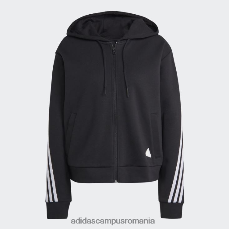 adidas campus romania future icons hanorac negru cu fermoar complet cu 3 dungi femei negru J266N28965