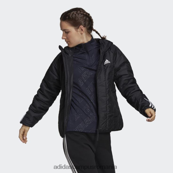 adidas campus romania geacă lejeră cu glugă itavic 3 dungi neagră femei negru J266N216699