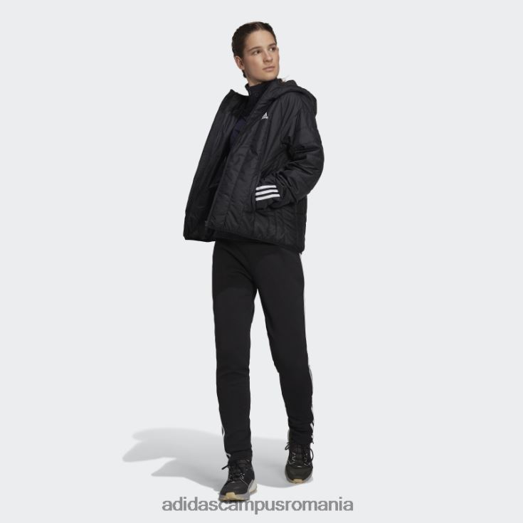 adidas campus romania geacă lejeră cu glugă itavic 3 dungi neagră femei negru J266N216699