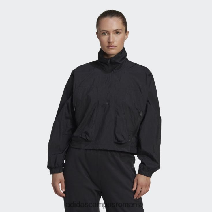 adidas campus romania geacă neagră cu jumătate de fermoar țesut x-city femei negru J266N22911