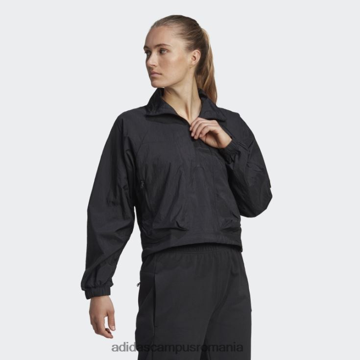 adidas campus romania geacă neagră cu jumătate de fermoar țesut x-city femei negru J266N22911