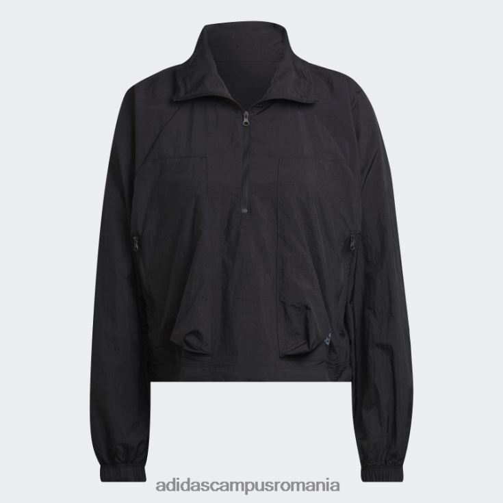 adidas campus romania geacă neagră cu jumătate de fermoar țesut x-city femei negru J266N22911