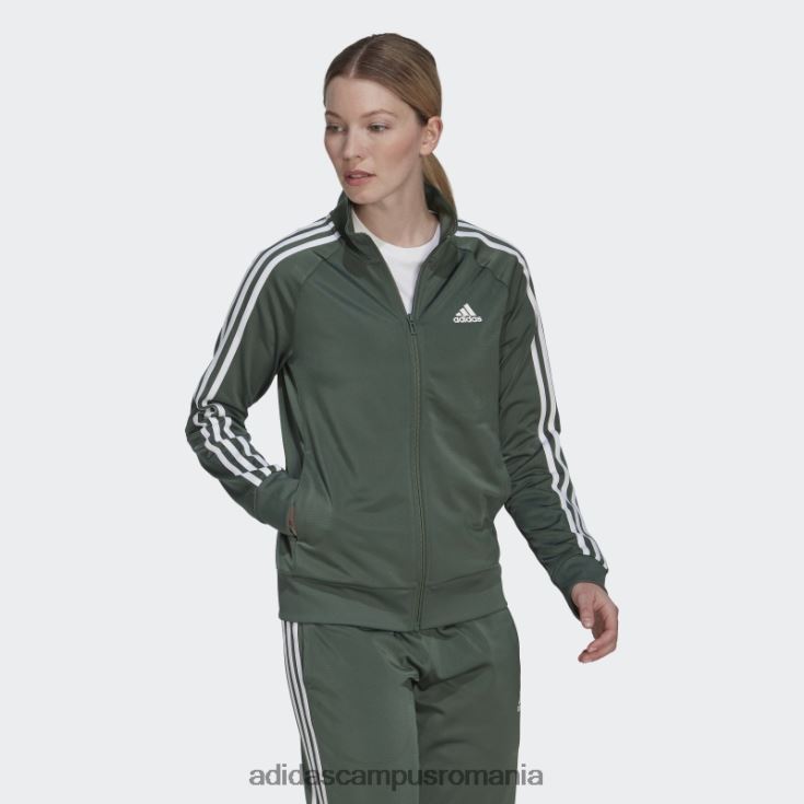 adidas campus romania green oxide primegreen essentials jachetă de sport subțire cu 3 dungi femei oxid verde/alb J266N210145