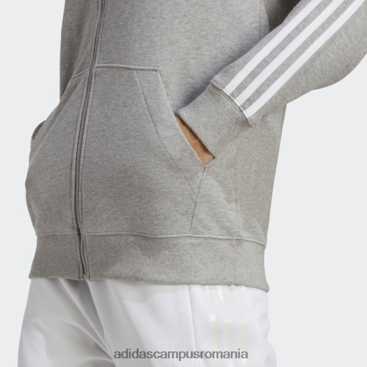 adidas campus romania gri mediu essentials 3 dungi French Terry hanorac obișnuit cu fermoar complet adidas femei gri mediu/alb J266N216641
