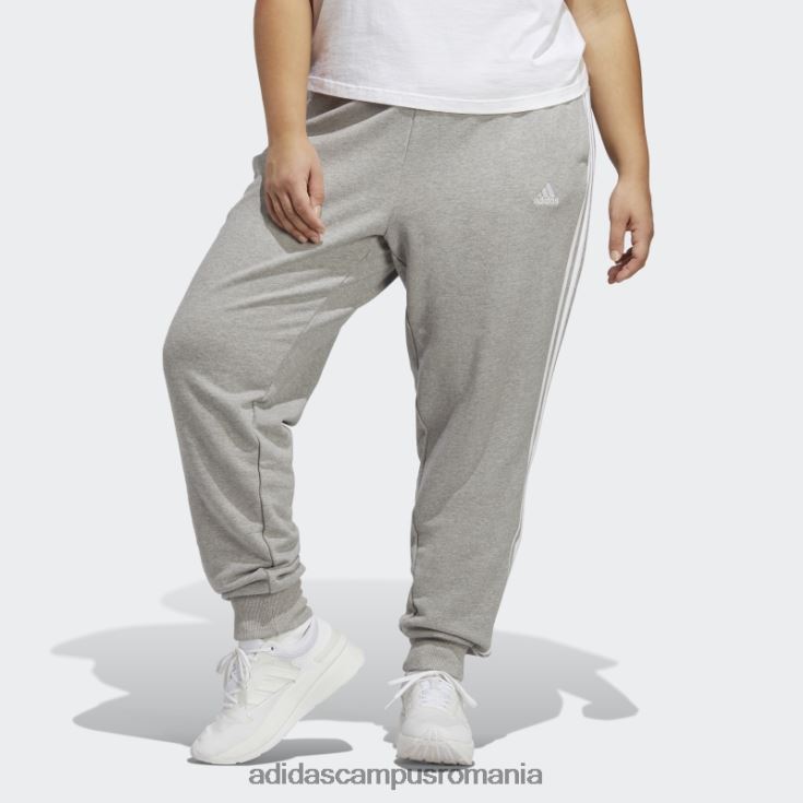 adidas campus romania gri mediu essentials pantaloni cu manșete din frișcă cu 3 dungi (plus mărime) adidas femei gri mediu/alb J266N29855