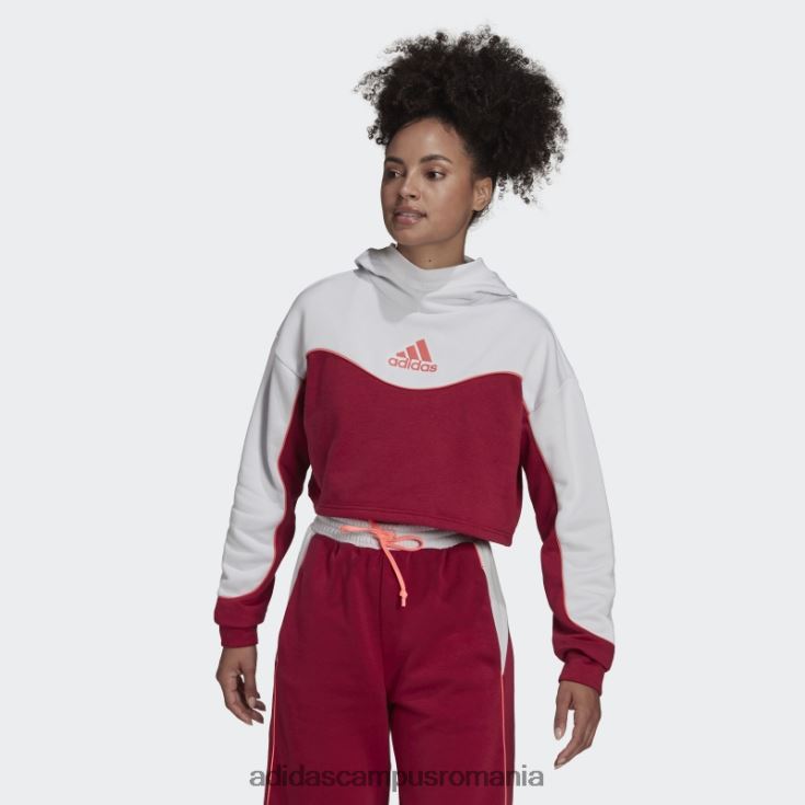 adidas campus romania hanorac cu 3 benzi colorblock de esențiale visiniu adidas femei visiniu/gri liniuță/turbo J266N23234