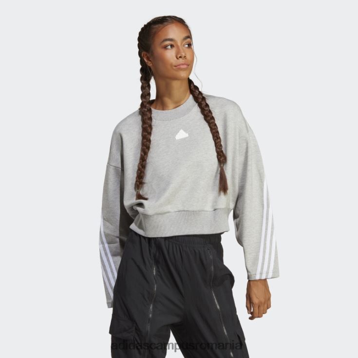 adidas campus romania hanorac cu 3 dungi gri mediu future icons femei gri mediu J266N28999