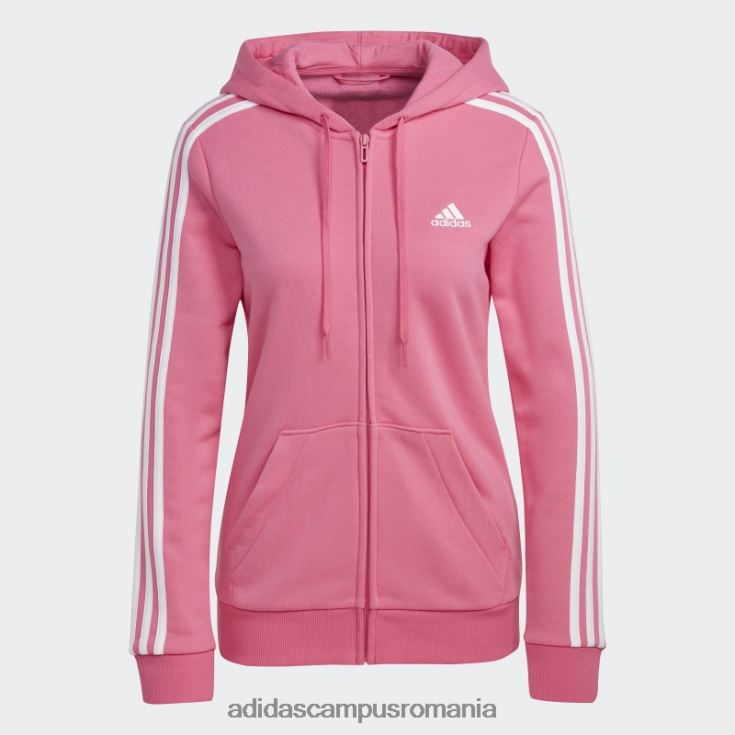 adidas campus romania hanorac cu fermoar complet din fleece magenta essentials, cu 3 dungi femei magenta/alb J266N22560