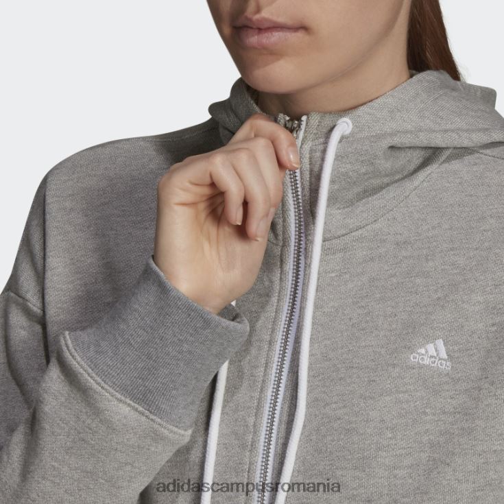 adidas campus romania hanorac cu fermoar complet pentru stadion, haine sportive de modă gri mediu femei gri mediu J266N22938