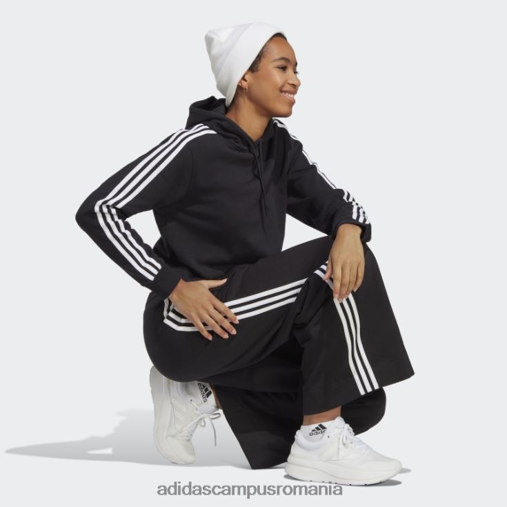 adidas campus romania hanorac cu glugă cu 3 dungi French Terry, negru, adidas femei alb negru J266N217064