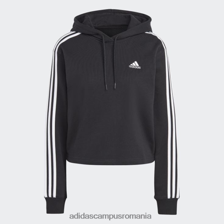 adidas campus romania hanorac cu glugă cu 3 dungi French Terry, negru, adidas femei alb negru J266N217064