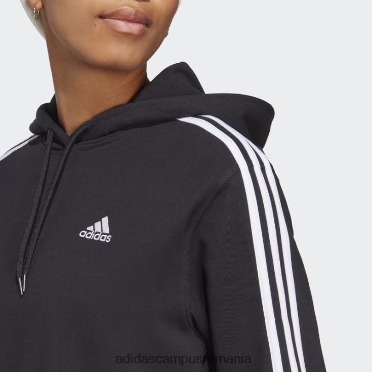 adidas campus romania hanorac cu glugă cu 3 dungi French Terry, negru, adidas femei alb negru J266N217064