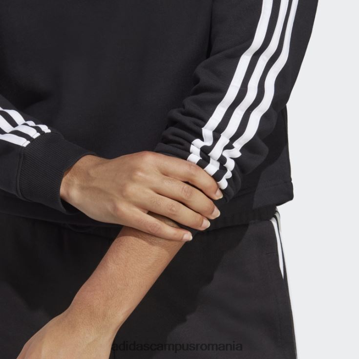 adidas campus romania hanorac cu glugă cu 3 dungi French Terry, negru, adidas femei alb negru J266N217064