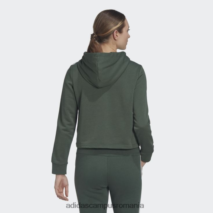 adidas campus romania hanorac decupat cu 3 dungi green oxide essentials femei oxid verde/alb J266N210786