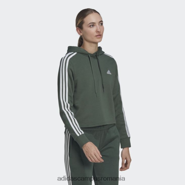 adidas campus romania hanorac decupat cu 3 dungi green oxide essentials femei oxid verde/alb J266N210786