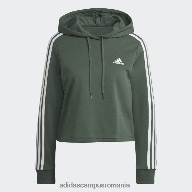 adidas campus romania hanorac decupat cu 3 dungi green oxide essentials femei oxid verde/alb J266N210786
