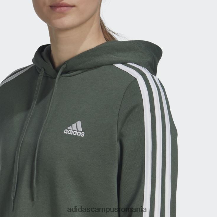adidas campus romania hanorac decupat cu 3 dungi green oxide essentials femei oxid verde/alb J266N210786