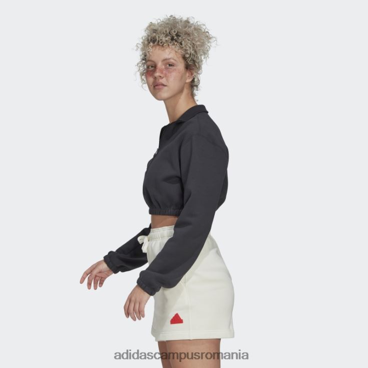 adidas campus romania hanorac decupat din carbon cu jumătate de fermoar femei carbon/alb J266N210625