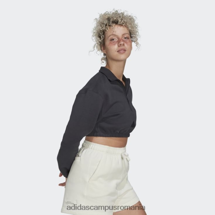 adidas campus romania hanorac decupat din carbon cu jumătate de fermoar femei carbon/alb J266N210625