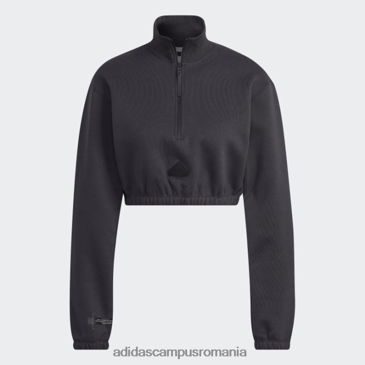 adidas campus romania hanorac decupat din carbon cu jumătate de fermoar femei carbon/alb J266N210625