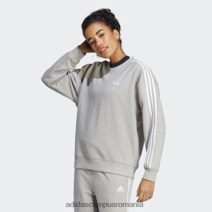 adidas campus romania hanorac essentials cu 3 dungi gri mediu femei gri mediu/alb J266N29506