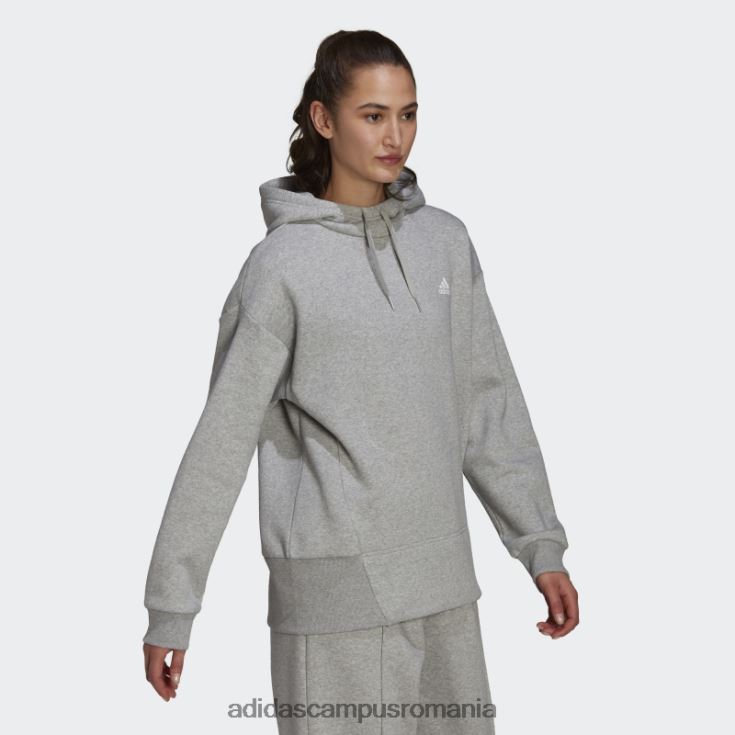 adidas campus romania hanorac essentials studio fleece gri mediu adidas femei gri mediu/alb J266N210332