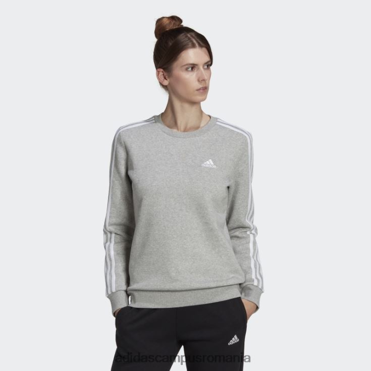 adidas campus romania hanorac fleece cu 3 dungi gri mediu adidas femei gri mediu/alb J266N210452