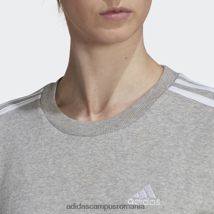 adidas campus romania hanorac fleece cu 3 dungi gri mediu adidas femei gri mediu/alb J266N210452