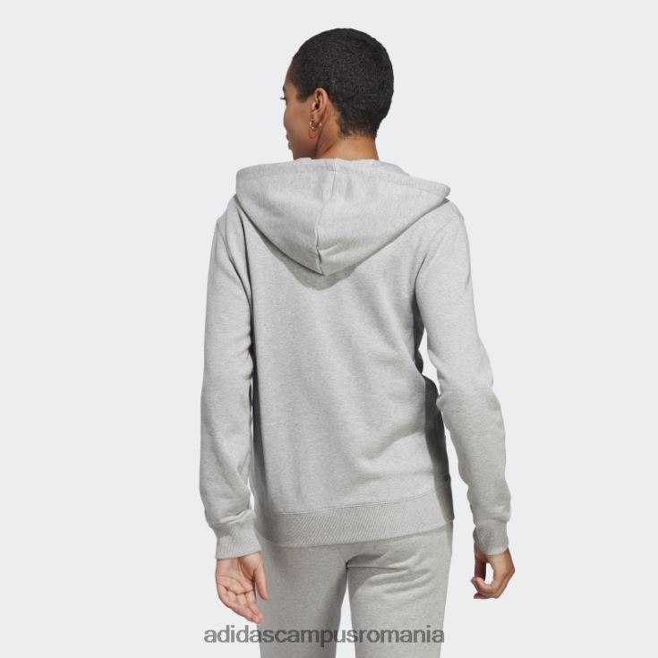adidas campus romania hanorac liniar cu fermoar plin, gri mediu, adidas femei gri mediu/alb J266N216665