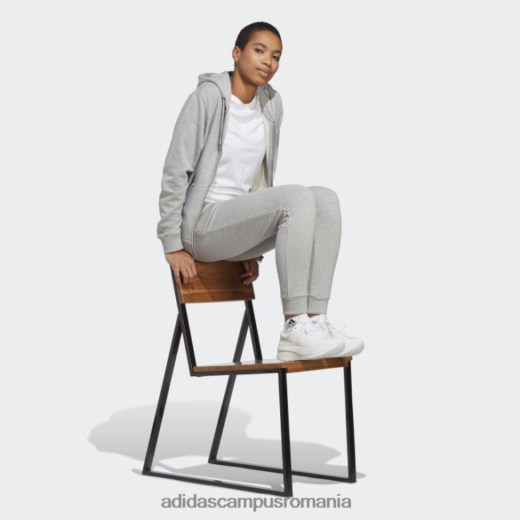 adidas campus romania hanorac liniar cu fermoar plin, gri mediu, adidas femei gri mediu/alb J266N216665