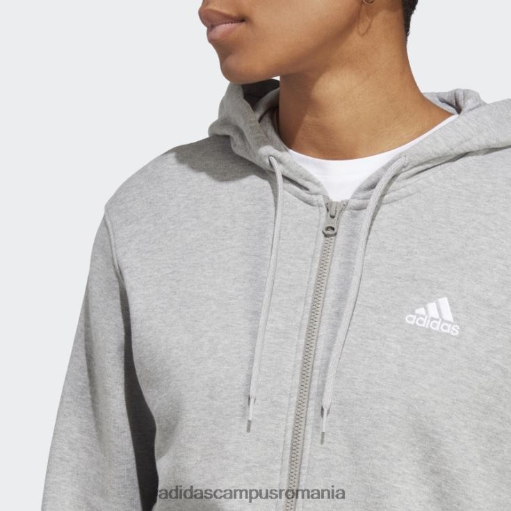 adidas campus romania hanorac liniar cu fermoar plin, gri mediu, adidas femei gri mediu/alb J266N216665
