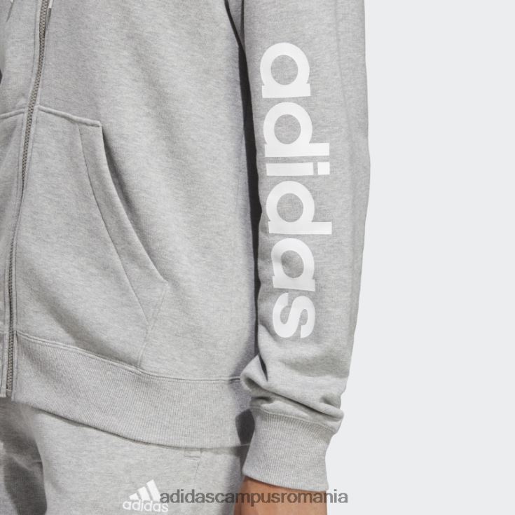 adidas campus romania hanorac liniar cu fermoar plin, gri mediu, adidas femei gri mediu/alb J266N216665