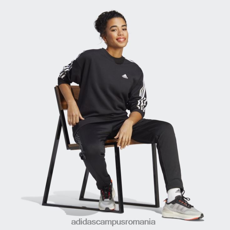 adidas campus romania hanorac negru cu 3 dungi essentials femei alb negru J266N216388
