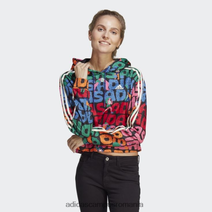 adidas campus romania hanorac negru cu 3 dungi farm rio femei negru/stacojiu J266N29799