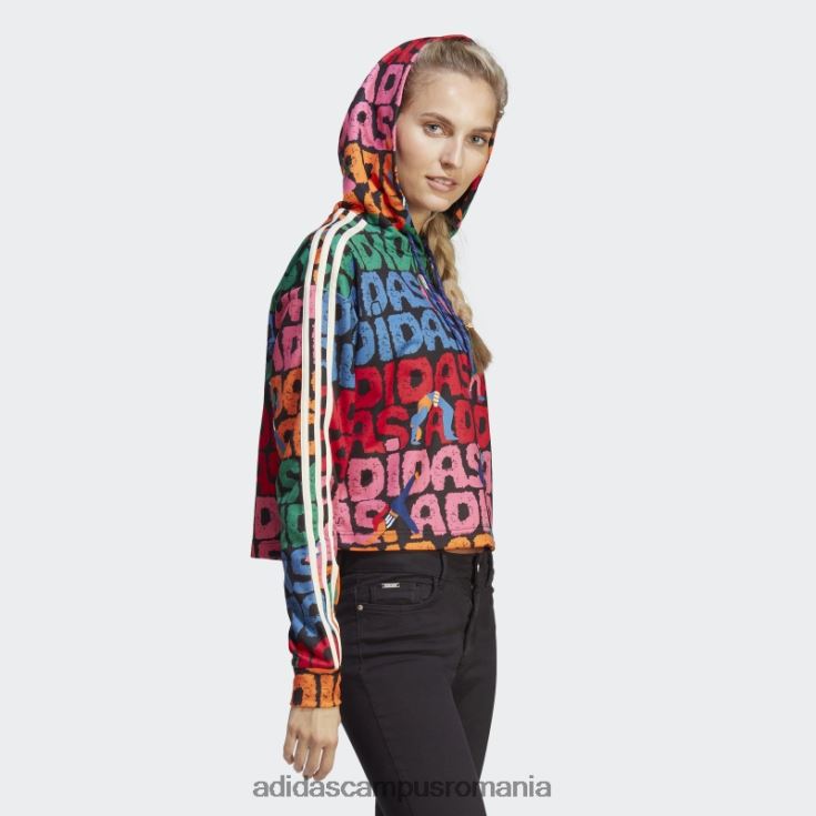 adidas campus romania hanorac negru cu 3 dungi farm rio femei negru/stacojiu J266N29799