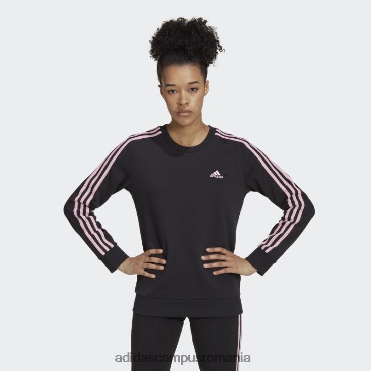 adidas campus romania hanorac negru din fleece cu 3 dungi femei negru/roz adevărat J266N210030