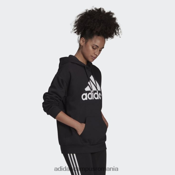 adidas campus romania hanorac negru din fleece cu logo boyfriend essentials femei negru J266N29124